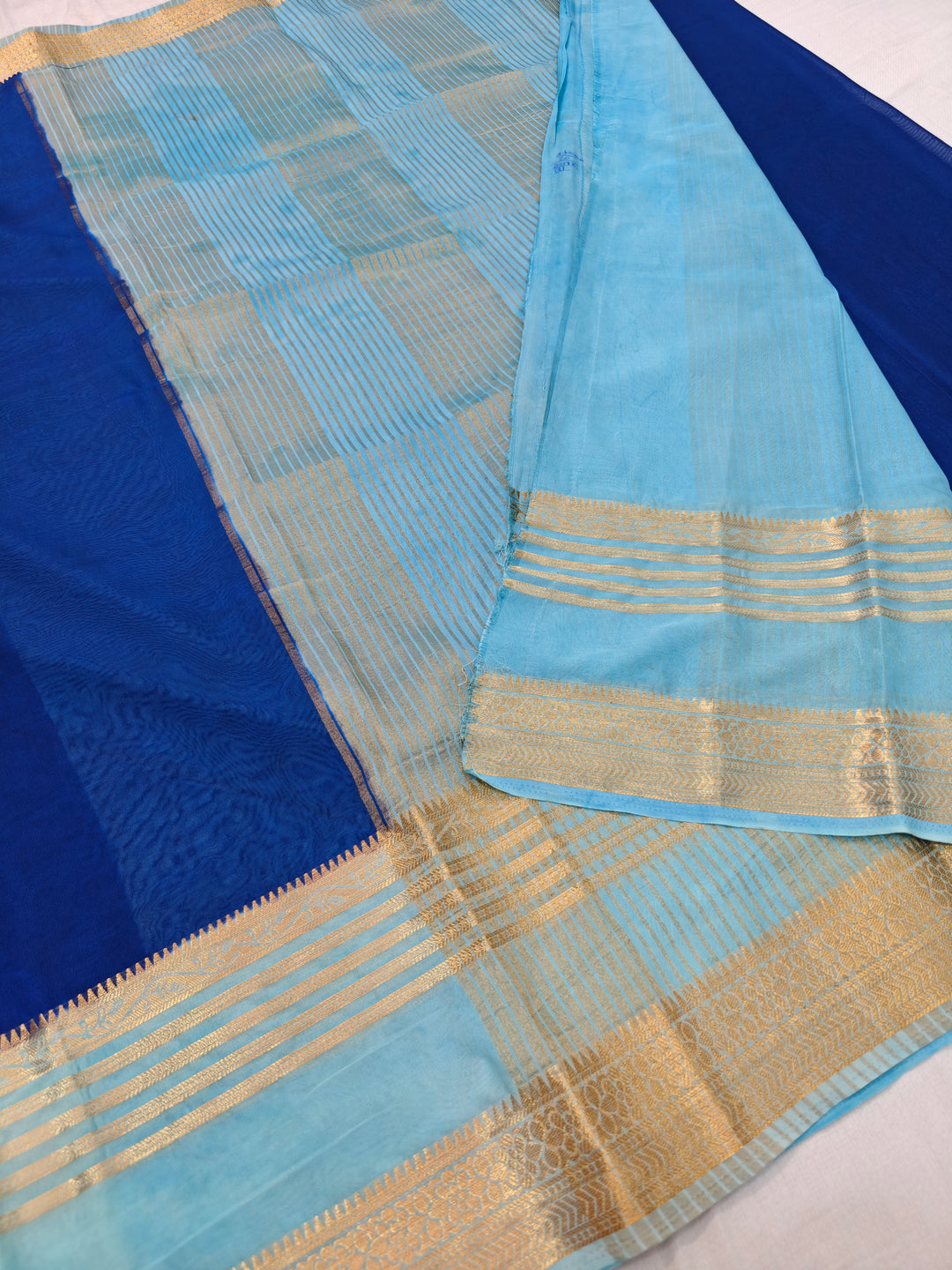 ROYALBLUE CREPE WITH SKYBLUE BORDER
