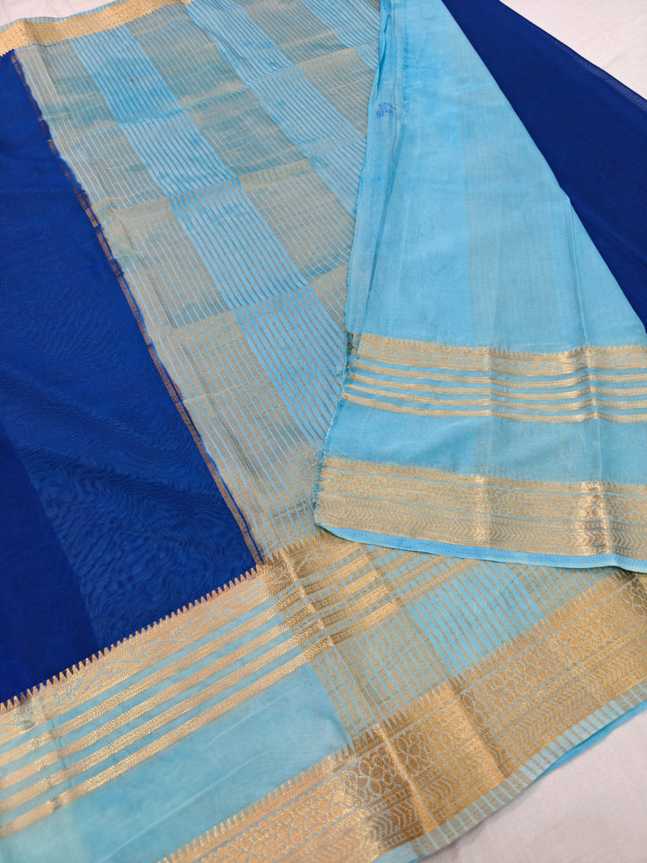 ROYALBLUE CREPE WITH SKYBLUE BORDER