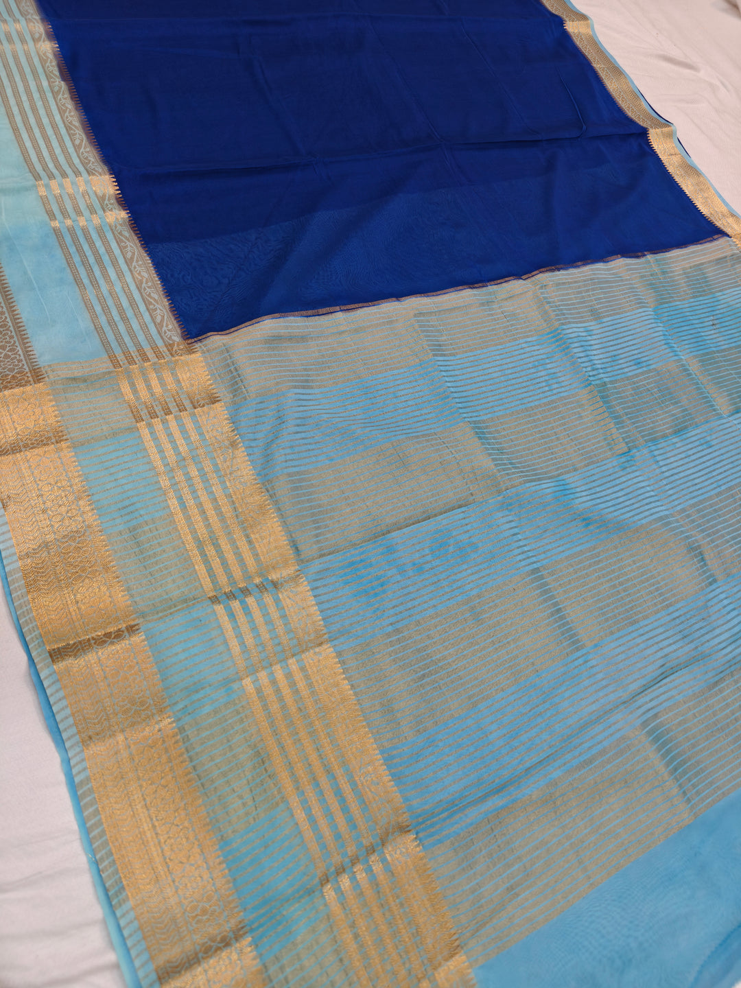 ROYALBLUE CREPE WITH SKYBLUE BORDER