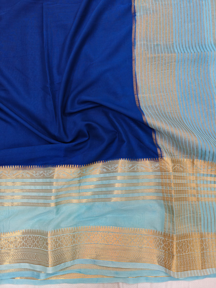 ROYALBLUE CREPE WITH SKYBLUE BORDER