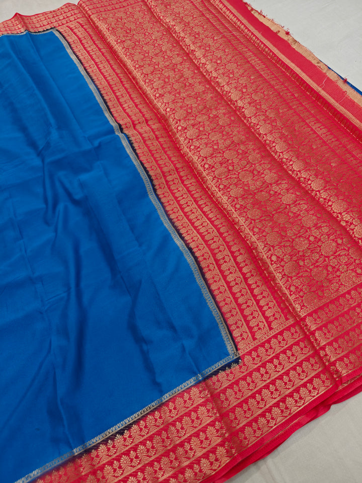 COBALT BLUE CREPE WITH RED BORDER
