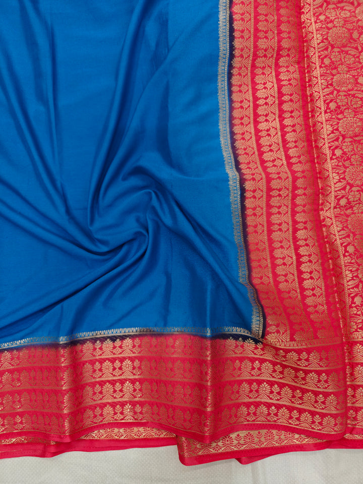 COBALT BLUE CREPE WITH RED BORDER