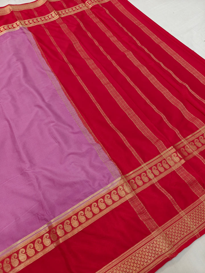 CREPE LAVENDER WITH RED BORDER
