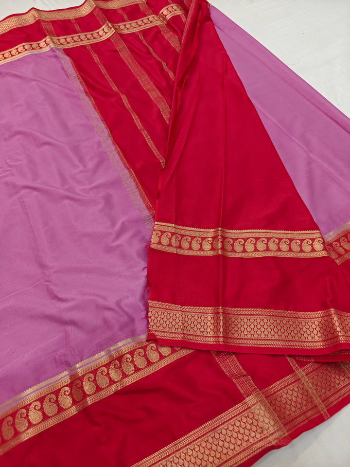 CREPE LAVENDER WITH RED BORDER