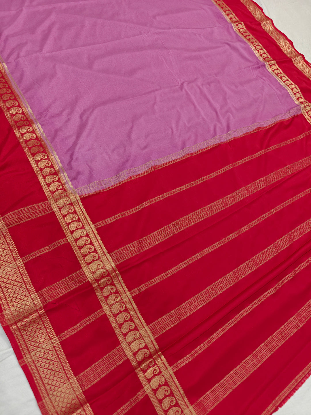 CREPE LAVENDER WITH RED BORDER