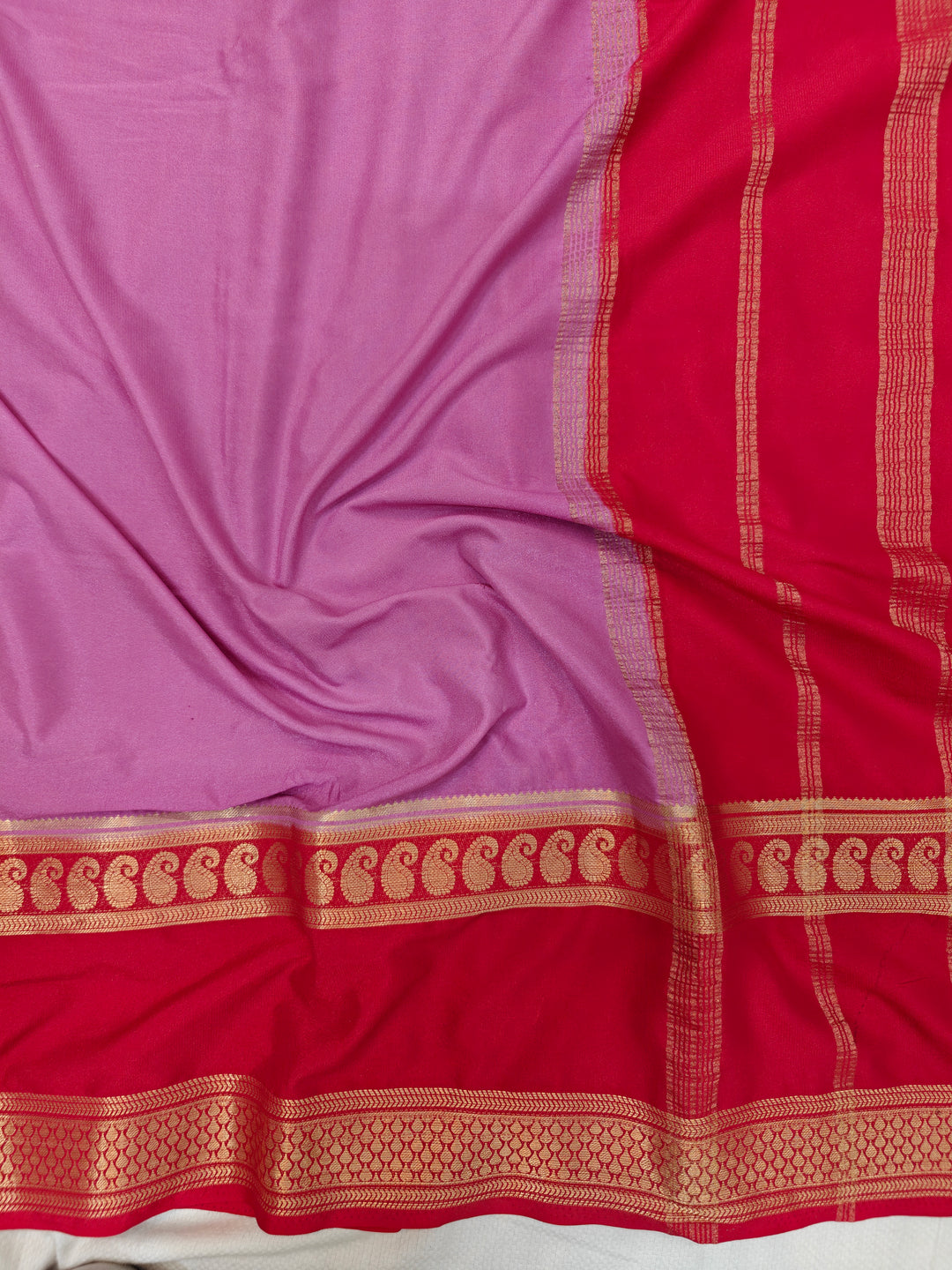 CREPE LAVENDER WITH RED BORDER