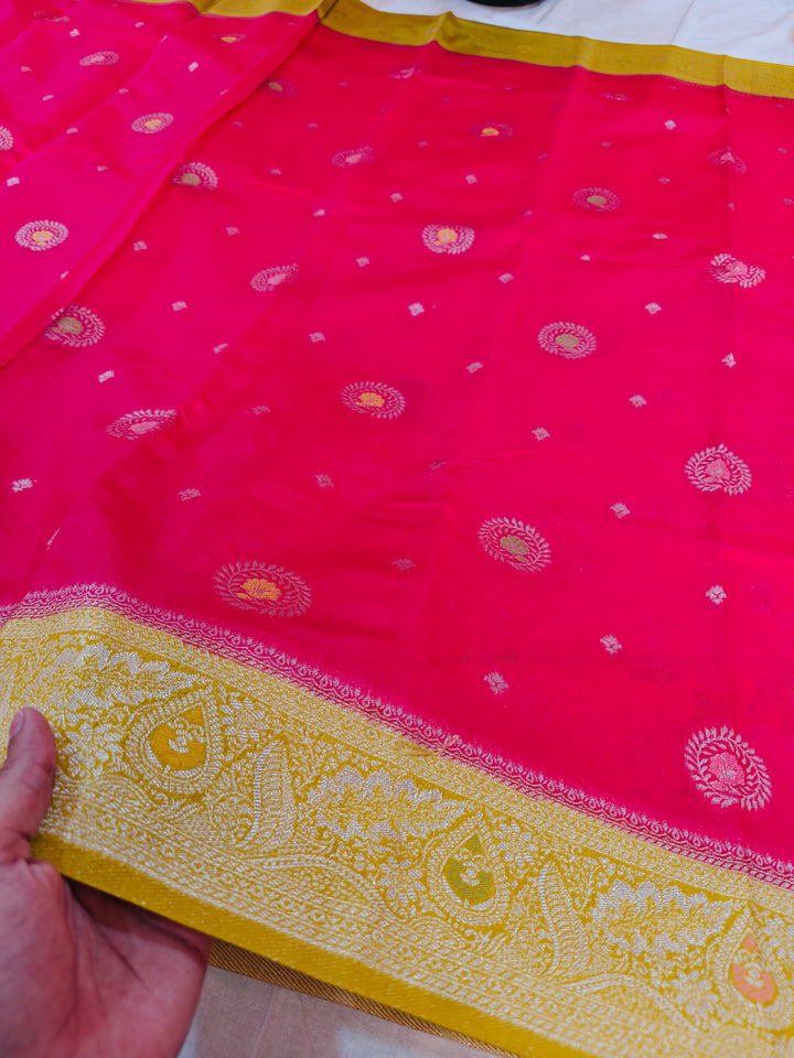 PAPER SILK IN CHERRY RED WITH GOLD BORDER