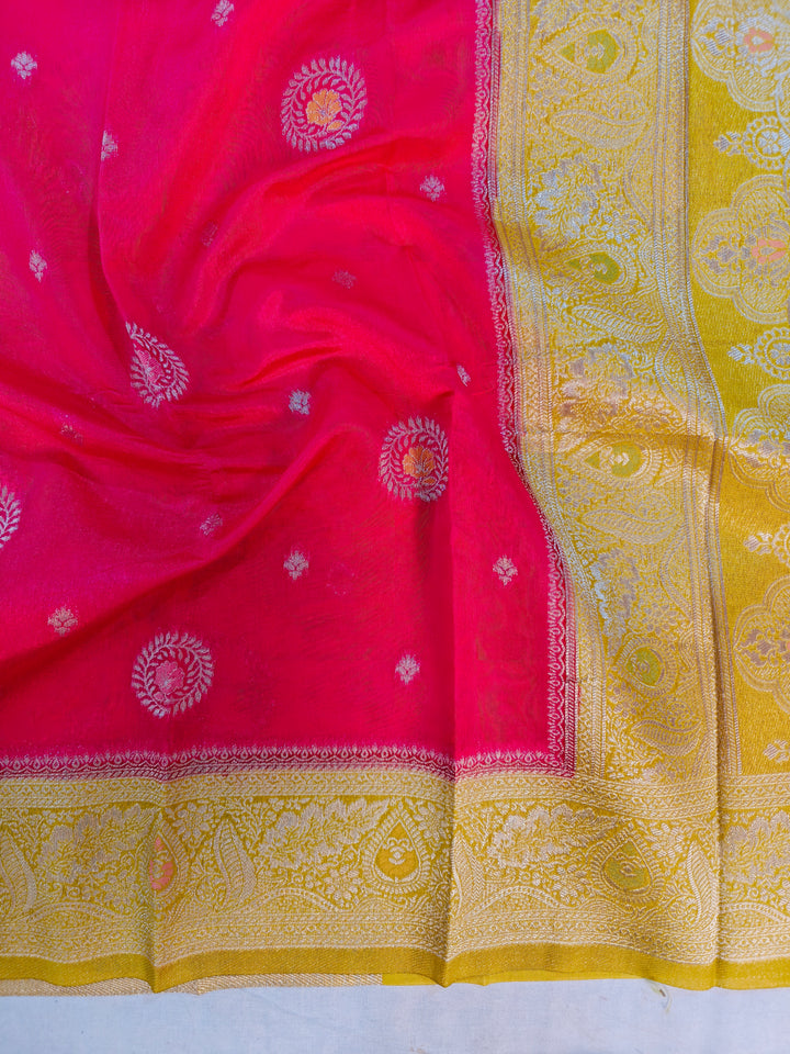PAPER SILK IN CHERRY RED WITH GOLD BORDER