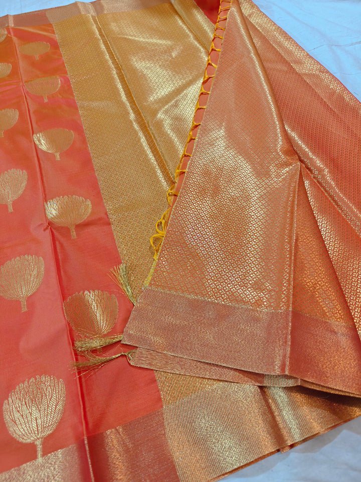 SAFFRON COLOUR BANARASI SOFT PATTU SILK