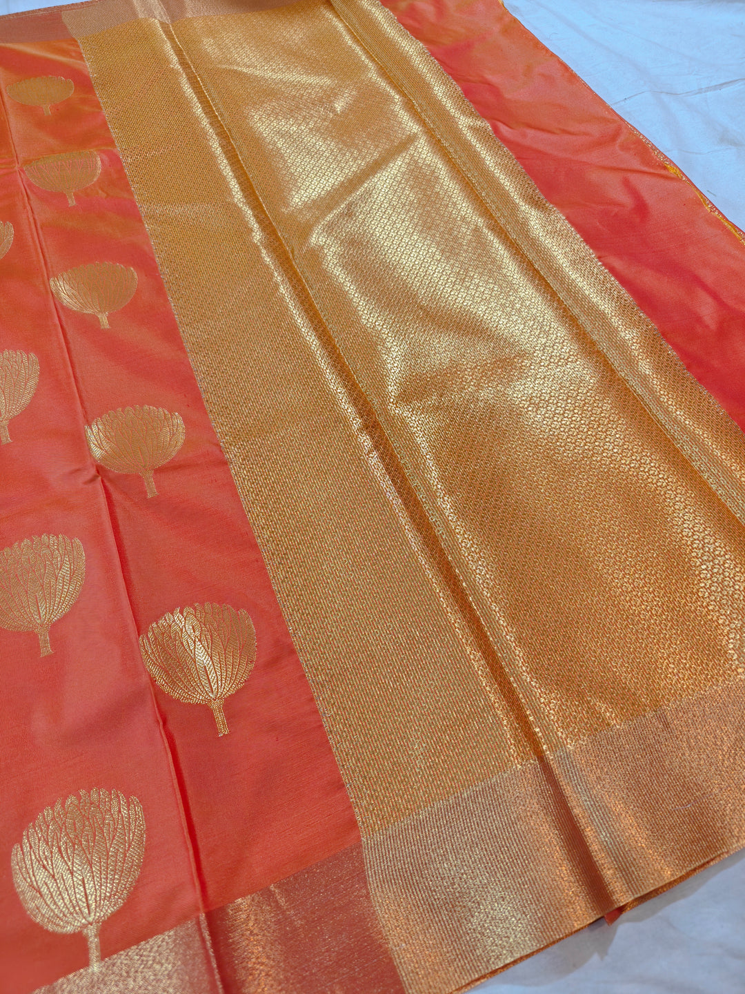 SAFFRON COLOUR BANARASI SOFT PATTU SILK