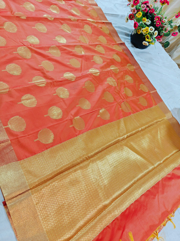 SAFFRON COLOUR BANARASI SOFT PATTU SILK