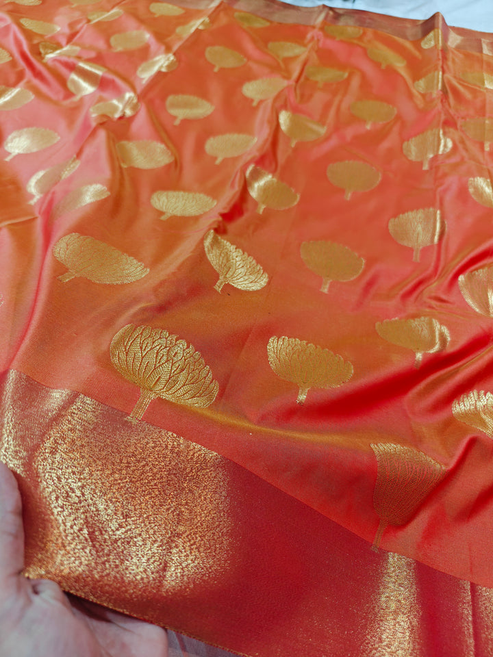 SAFFRON COLOUR BANARASI SOFT PATTU SILK