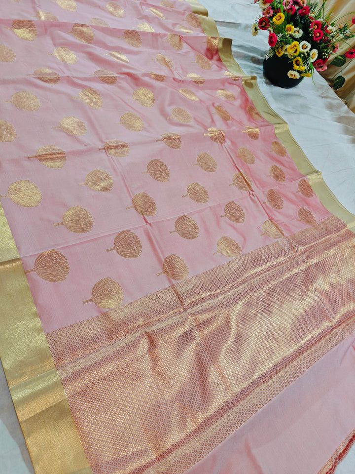 BABY PINK BANARASI SOFT  PATTU  SILK