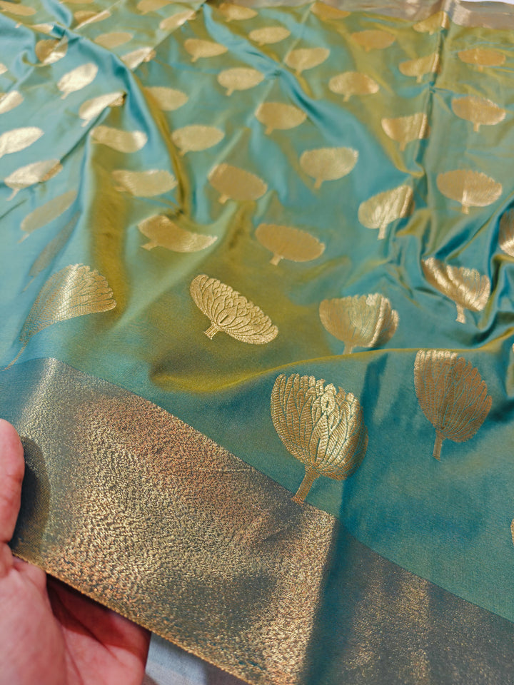 BASIL GREEN BANARASI SOFT PATTU SILK