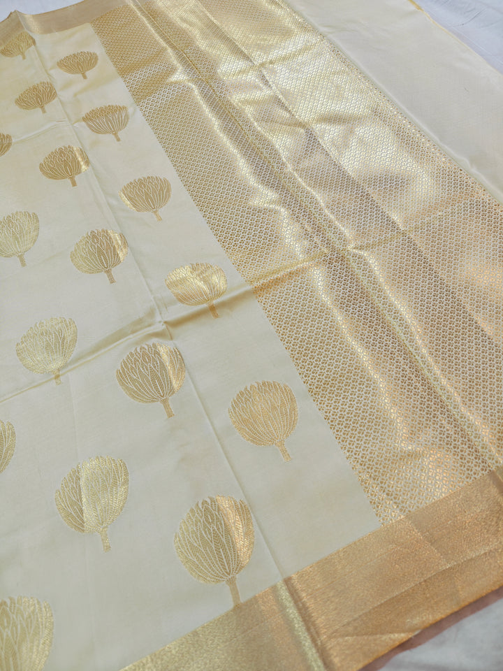 CREAM COLOUR BANARASI SOFT PATTU SILK