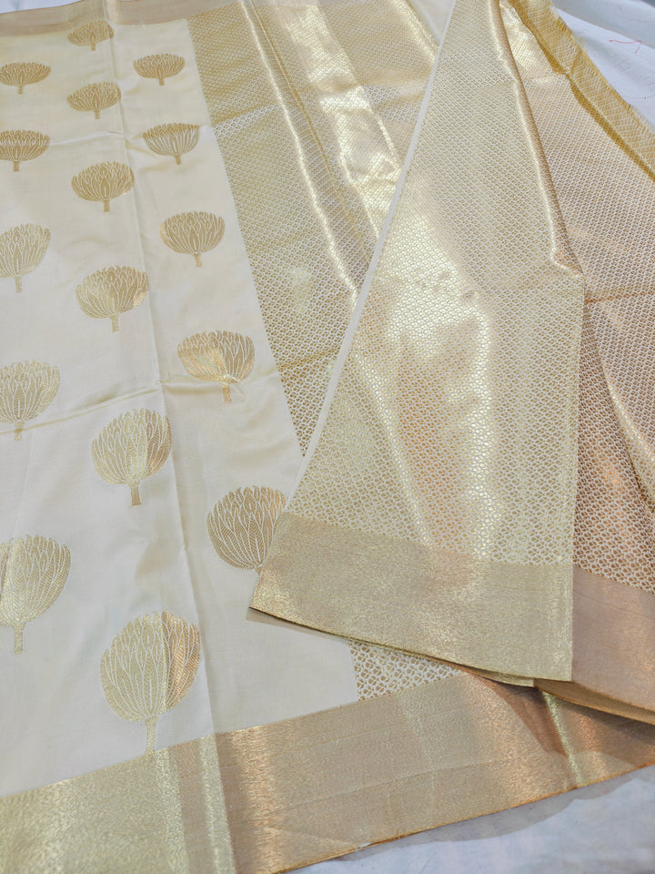 CREAM COLOUR BANARASI SOFT PATTU SILK