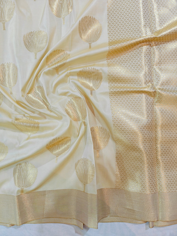 CREAM COLOUR BANARASI SOFT PATTU SILK