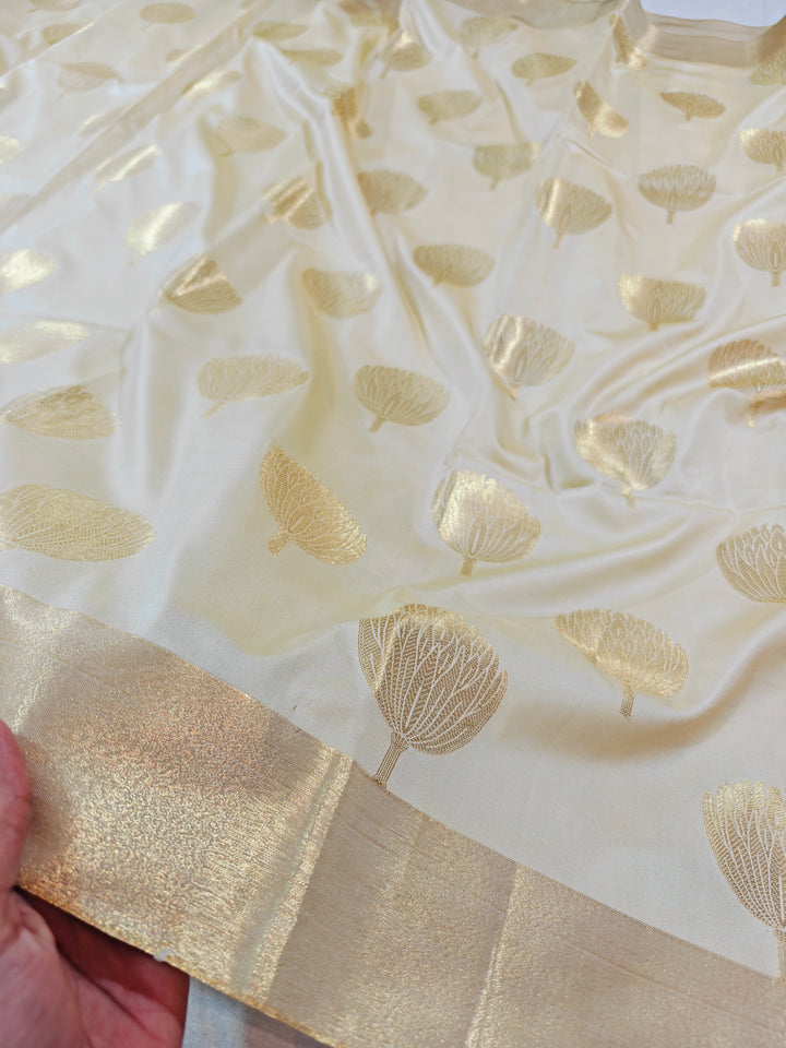 CREAM COLOUR BANARASI SOFT PATTU SILK
