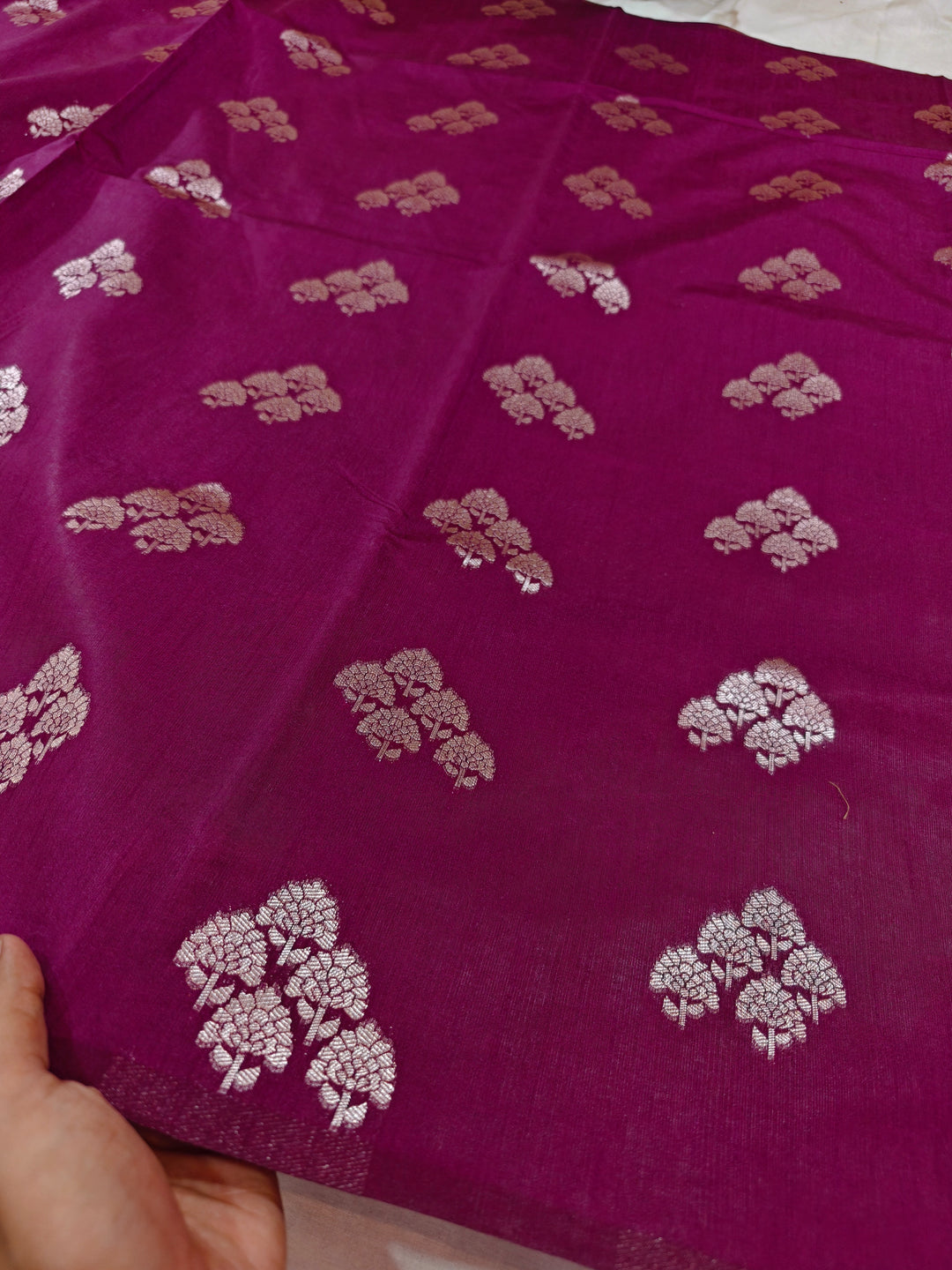 MAGENTA COLOUR SEMI SILK LINEN WITH BOOTA ALLOVER
