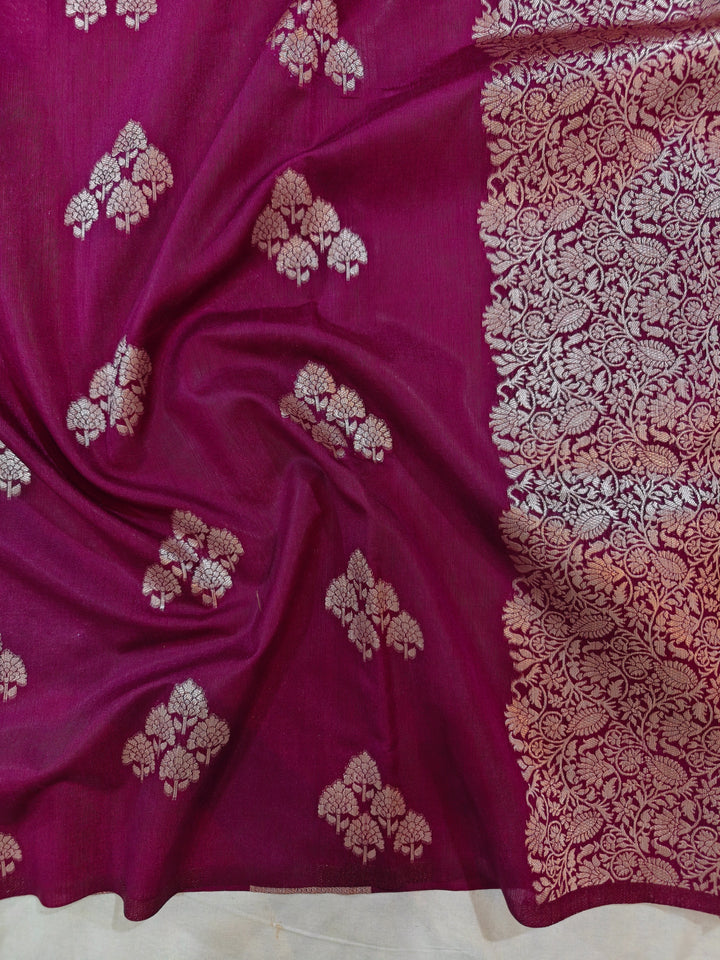 MAGENTA COLOUR SEMI SILK LINEN WITH BOOTA ALLOVER