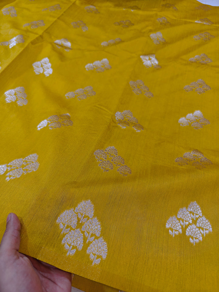 MUSTARD GOLD SEMI LINEN SILK WITH ALLOVER BOOTA