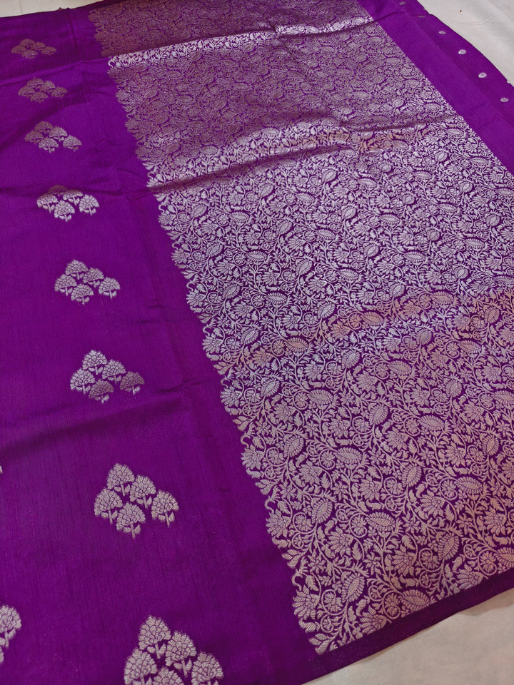 MAGENTA SEMI SILK LINEN WITH ALLOVER BOOTA