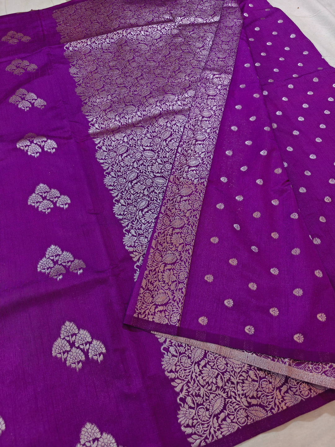 MAGENTA SEMI SILK LINEN WITH ALLOVER BOOTA