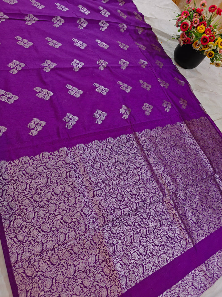 MAGENTA SEMI SILK LINEN WITH ALLOVER BOOTA