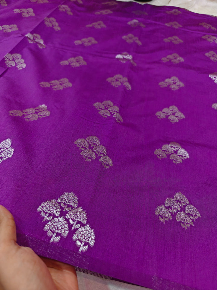 MAGENTA SEMI SILK LINEN WITH ALLOVER BOOTA