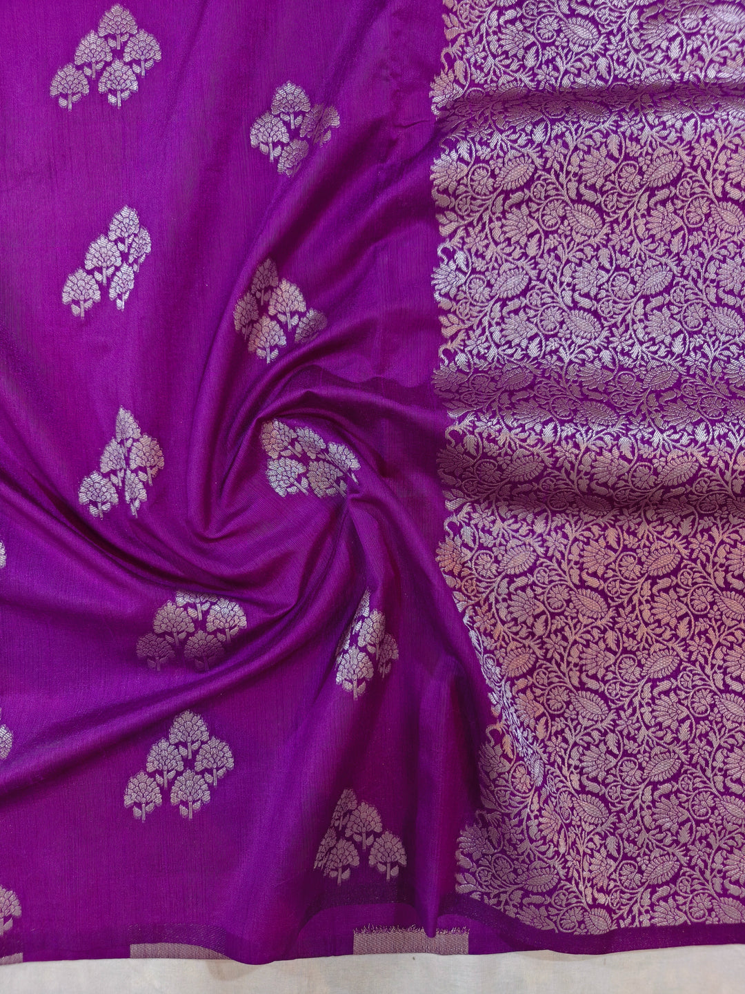 MAGENTA SEMI SILK LINEN WITH ALLOVER BOOTA