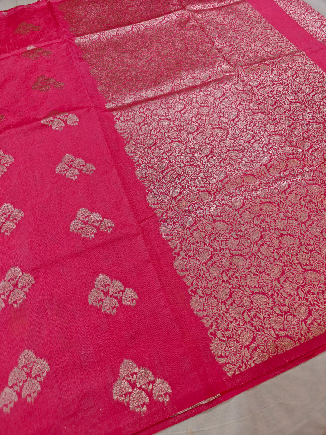 BABY PINK SEMI SILK LINEN WITH ALLOVER BOOTA