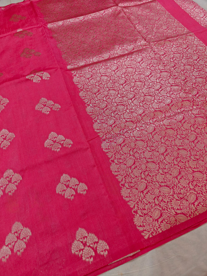 BABY PINK SEMI SILK LINEN WITH ALLOVER BOOTA
