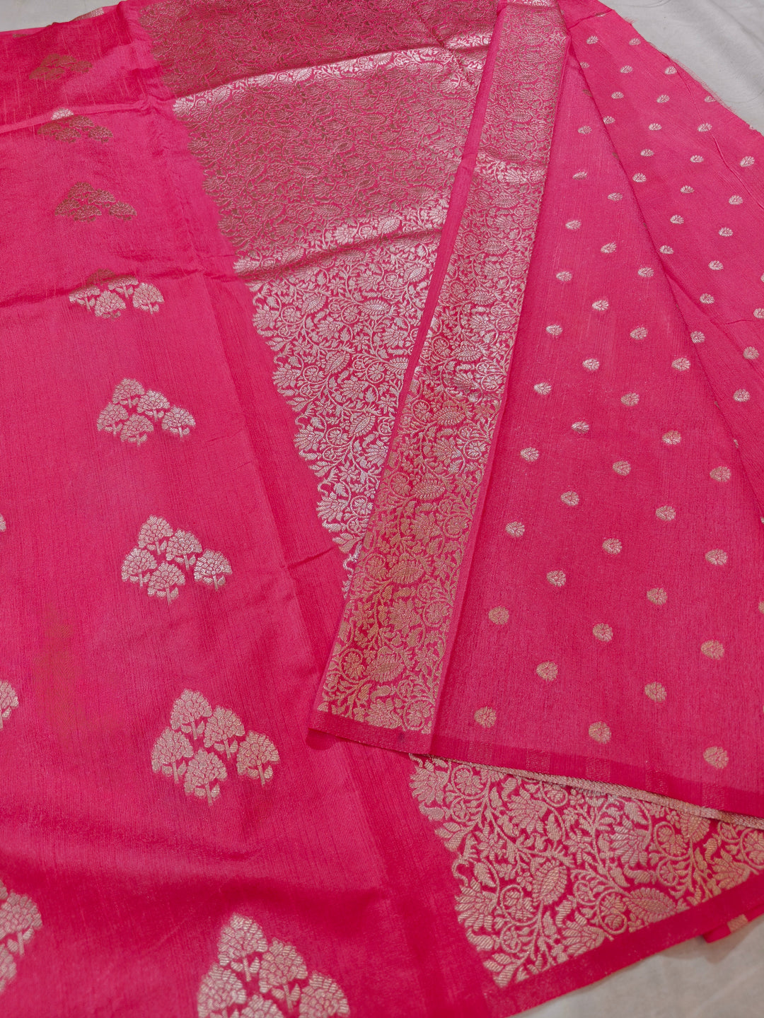 BABY PINK SEMI SILK LINEN WITH ALLOVER BOOTA