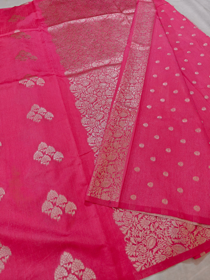 BABY PINK SEMI SILK LINEN WITH ALLOVER BOOTA