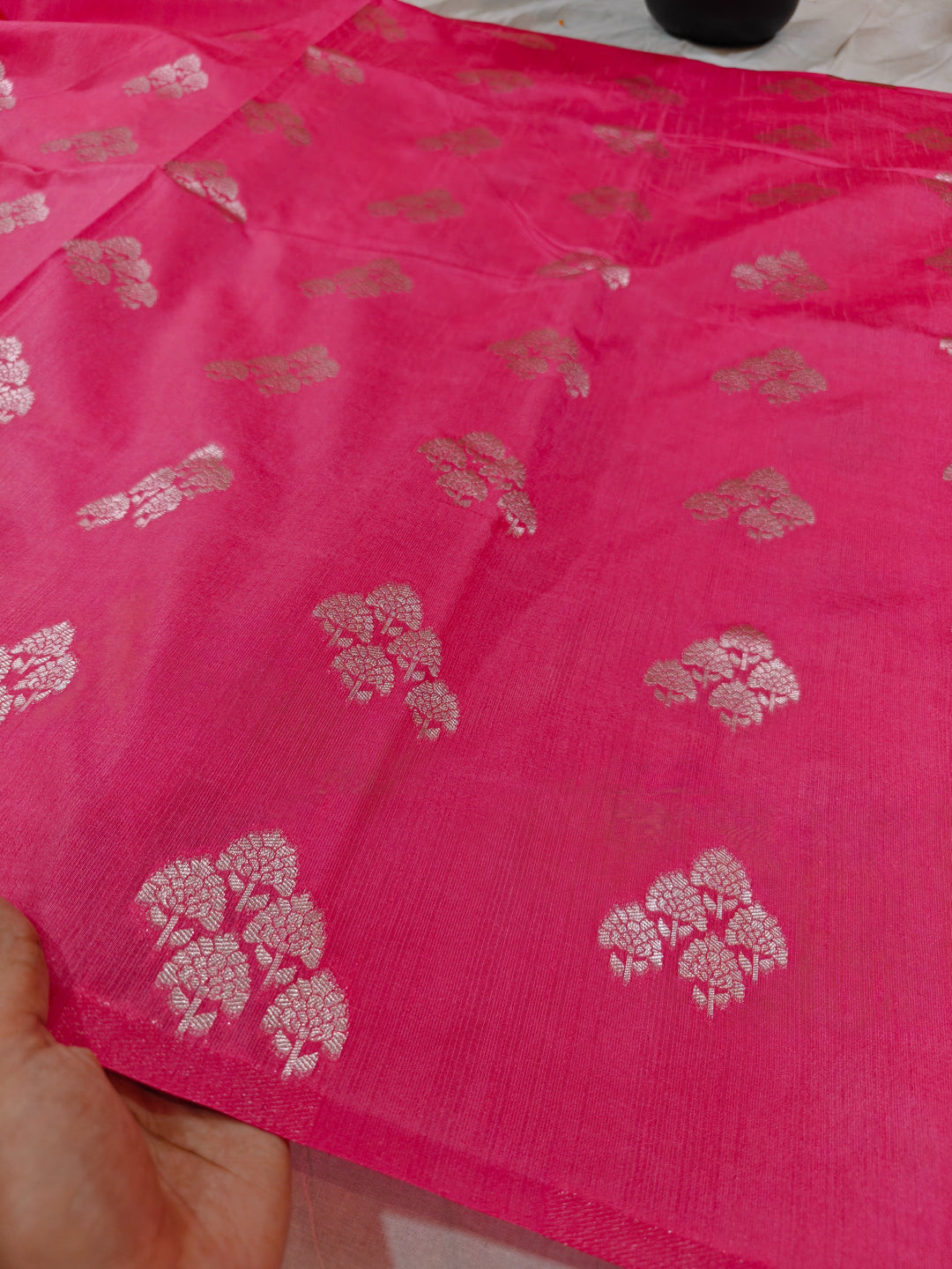 BABY PINK SEMI SILK LINEN WITH ALLOVER BOOTA