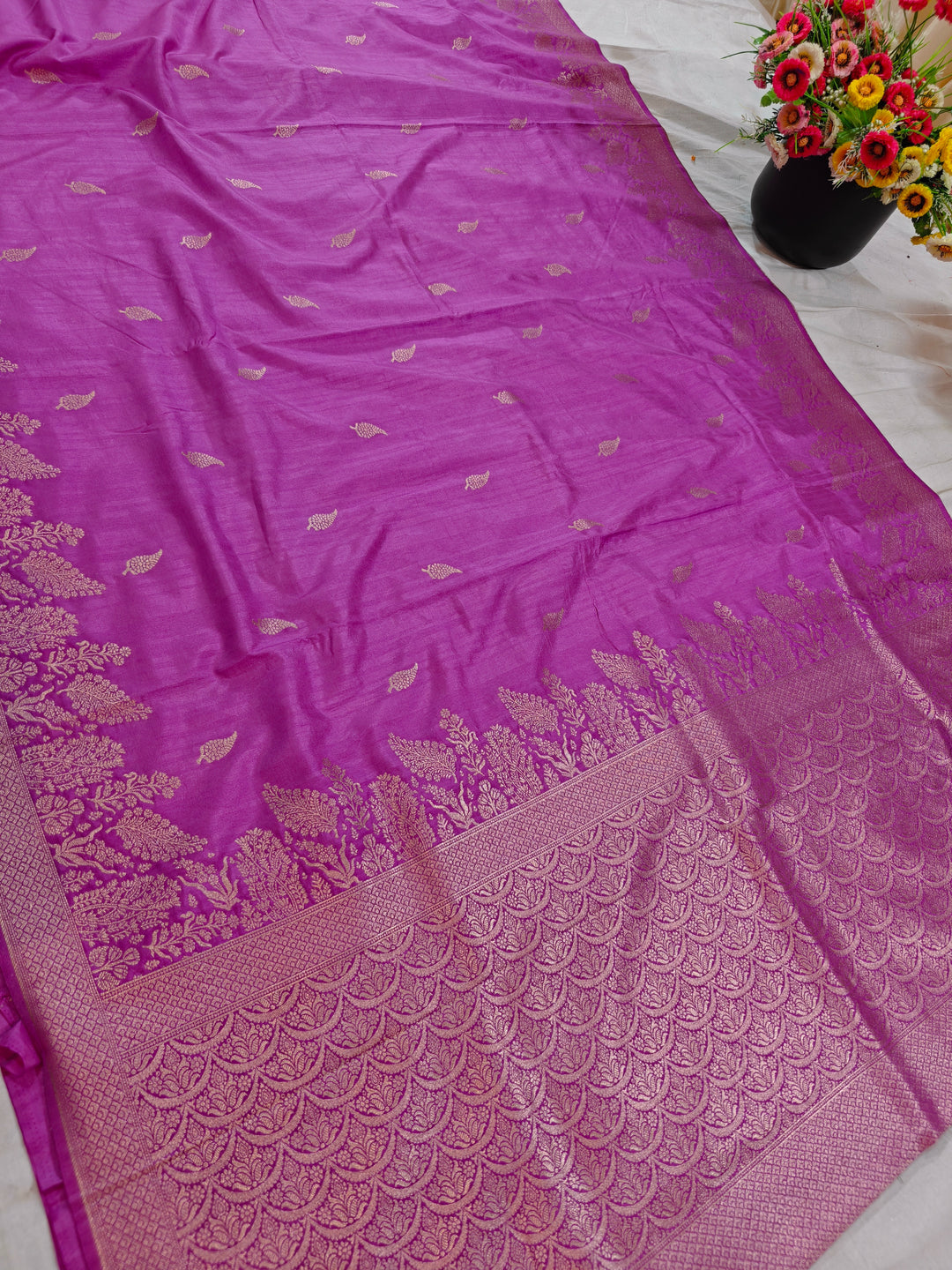 LAVENDER COLOUR SOFT MATKA LINEN SILK