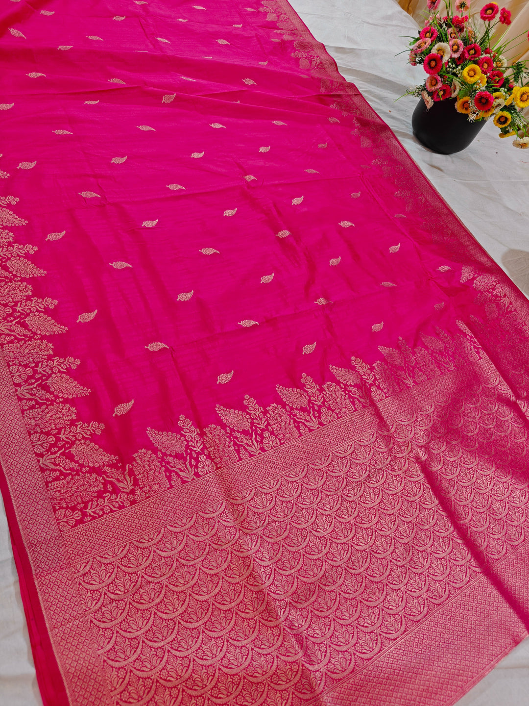 SOFT MATKA SILK LINEN IN RANI COLOUR