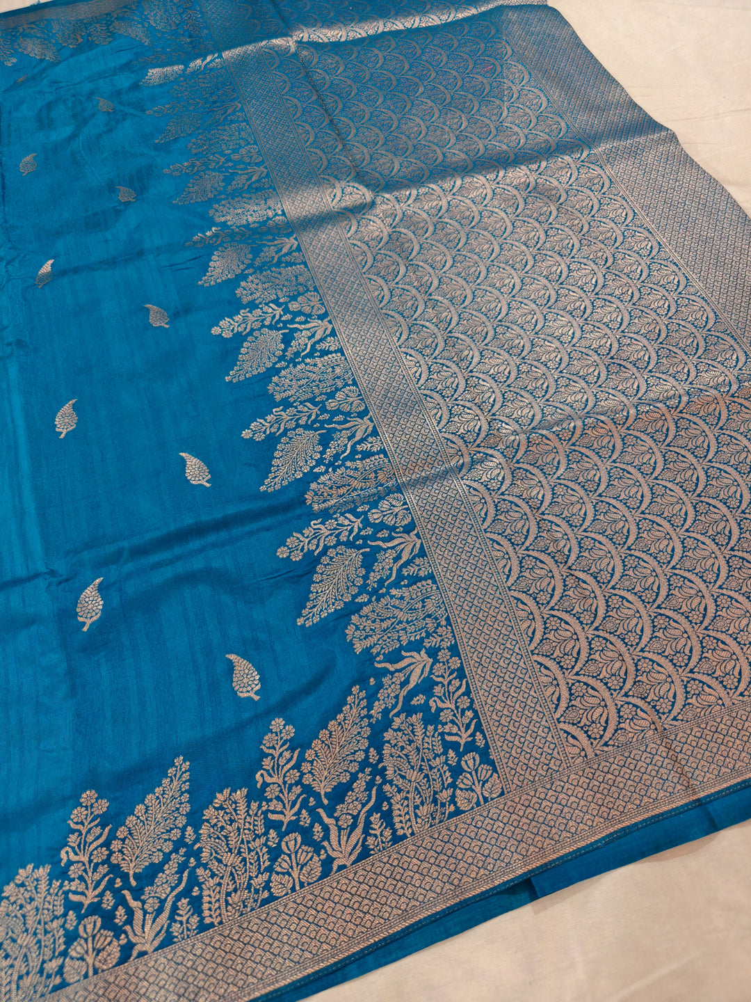 TORQUOISE  BLUE SOFT LINEN MATKA SILK