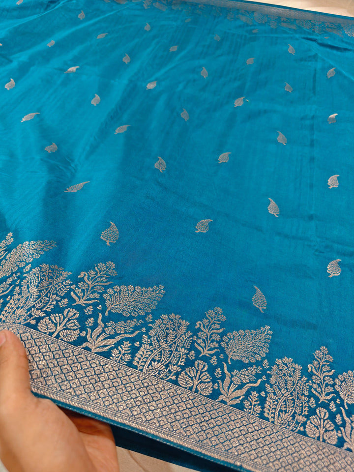 TORQUOISE  BLUE SOFT LINEN MATKA SILK