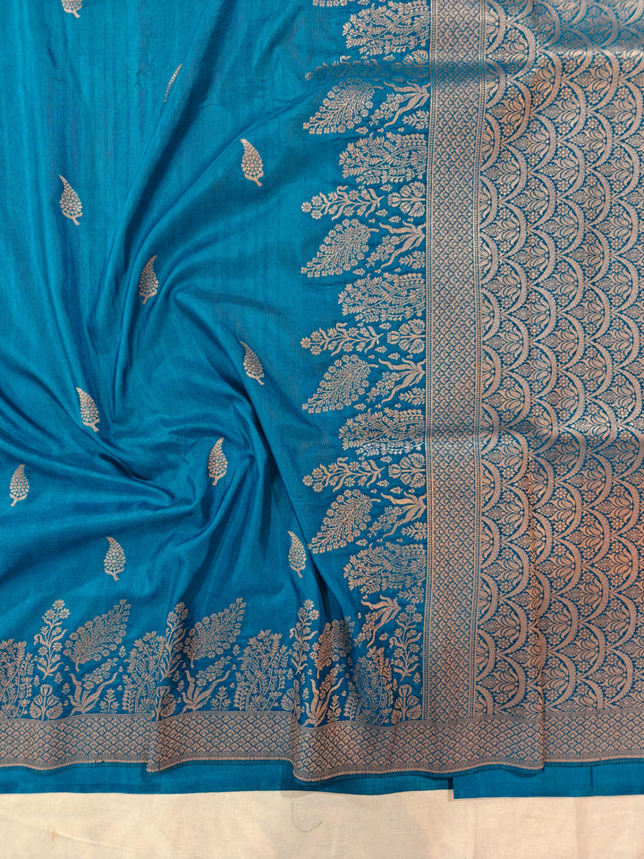 TORQUOISE  BLUE SOFT LINEN MATKA SILK