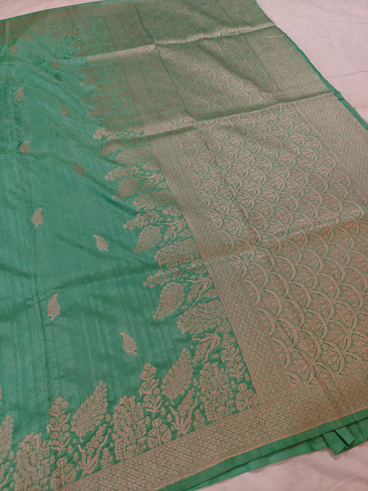 LINEN SOFT MATKA SILK IN SEA GREEN COLOUR