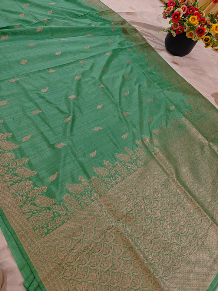 LINEN SOFT MATKA SILK IN SEA GREEN COLOUR