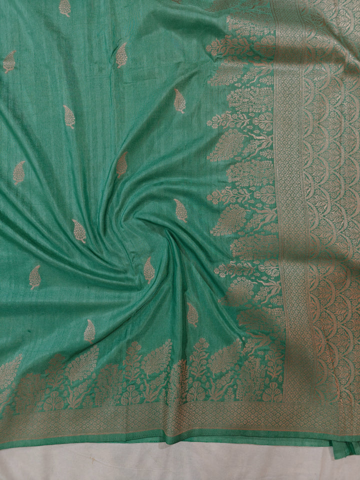 LINEN SOFT MATKA SILK IN SEA GREEN COLOUR