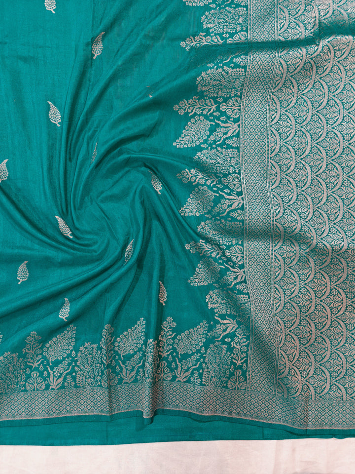 LINEN MATKA SOFT SILK IN TEAL GREEN
