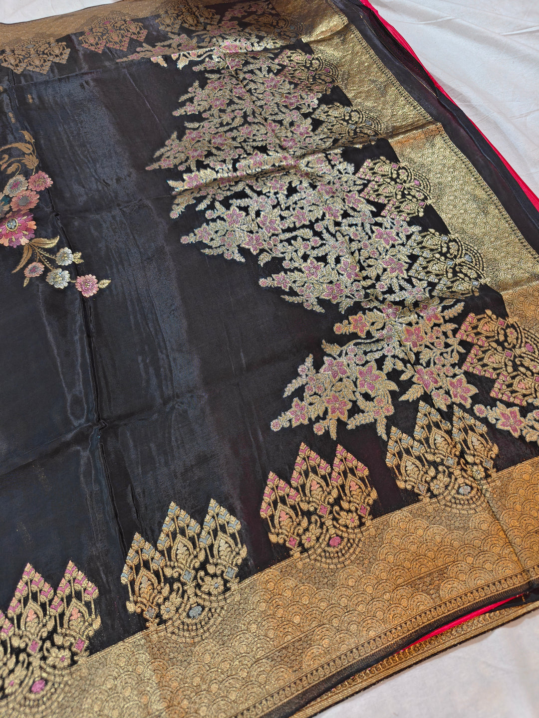 KOREAN SILK IN BLACK COLOUR WITH MULTI BOOTA