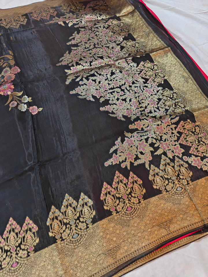 KOREAN SILK IN BLACK COLOUR WITH MULTI BOOTA
