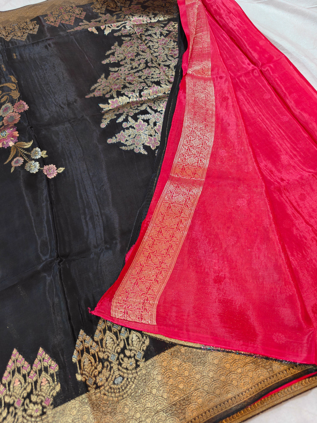 KOREAN SILK IN BLACK COLOUR WITH MULTI BOOTA