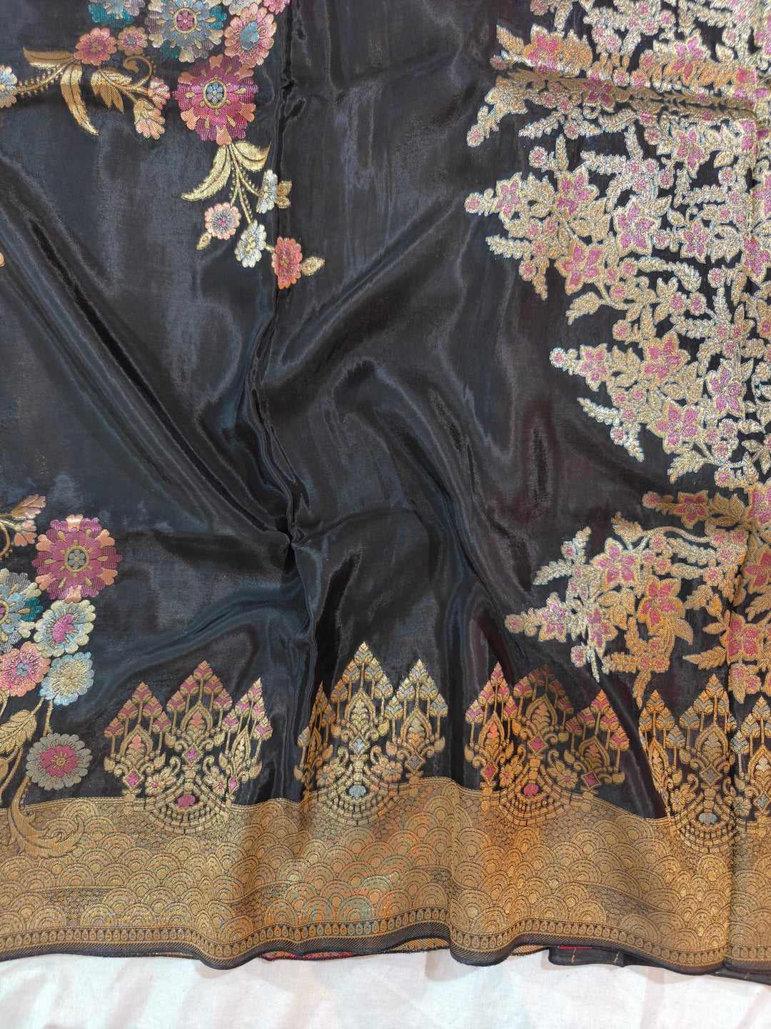 KOREAN SILK IN BLACK COLOUR WITH MULTI BOOTA