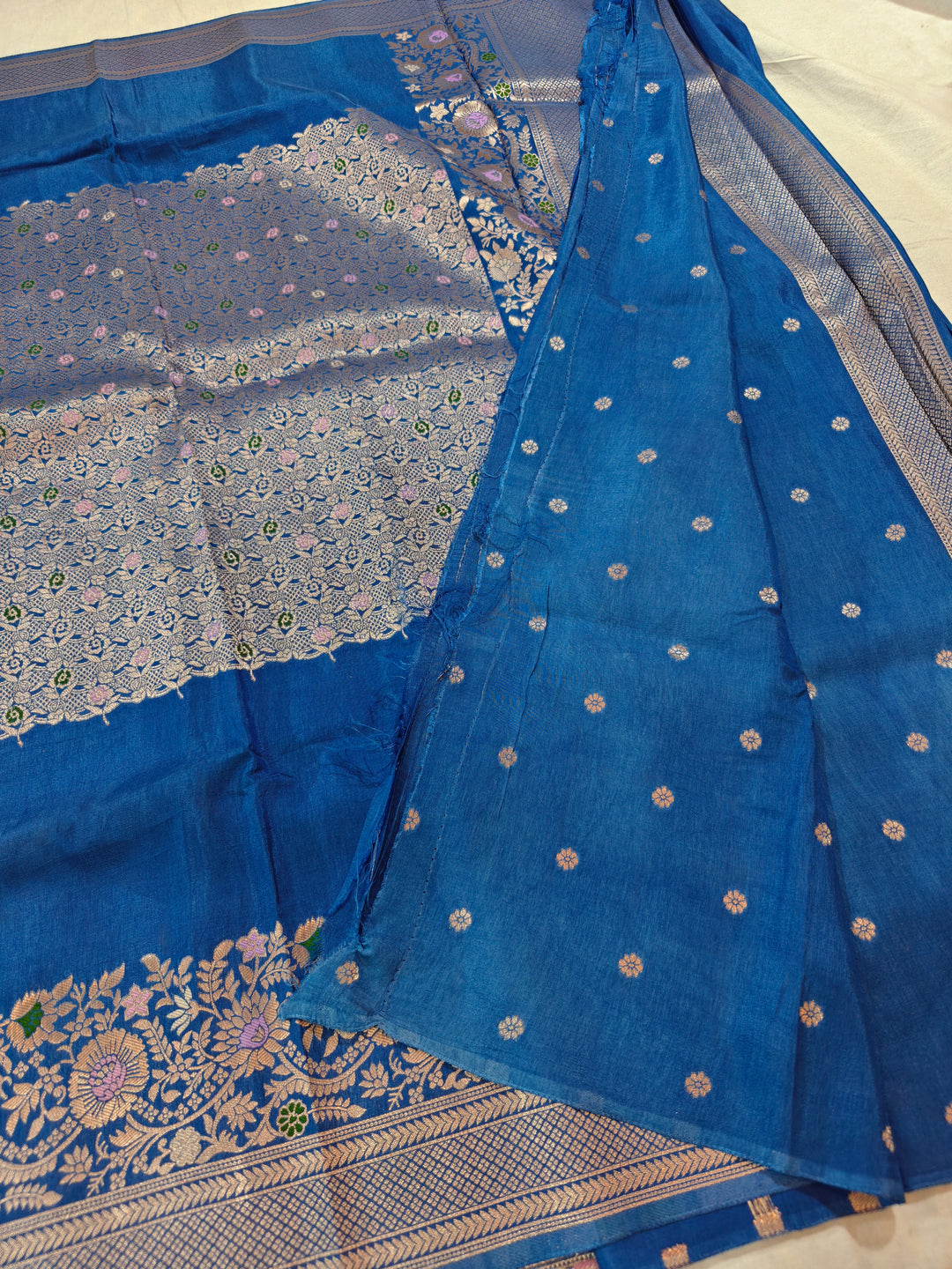 RUSSAIN SILK CENTRALISED BOUTIQUE STYLE IN OCEAN BLUE COLOUR
