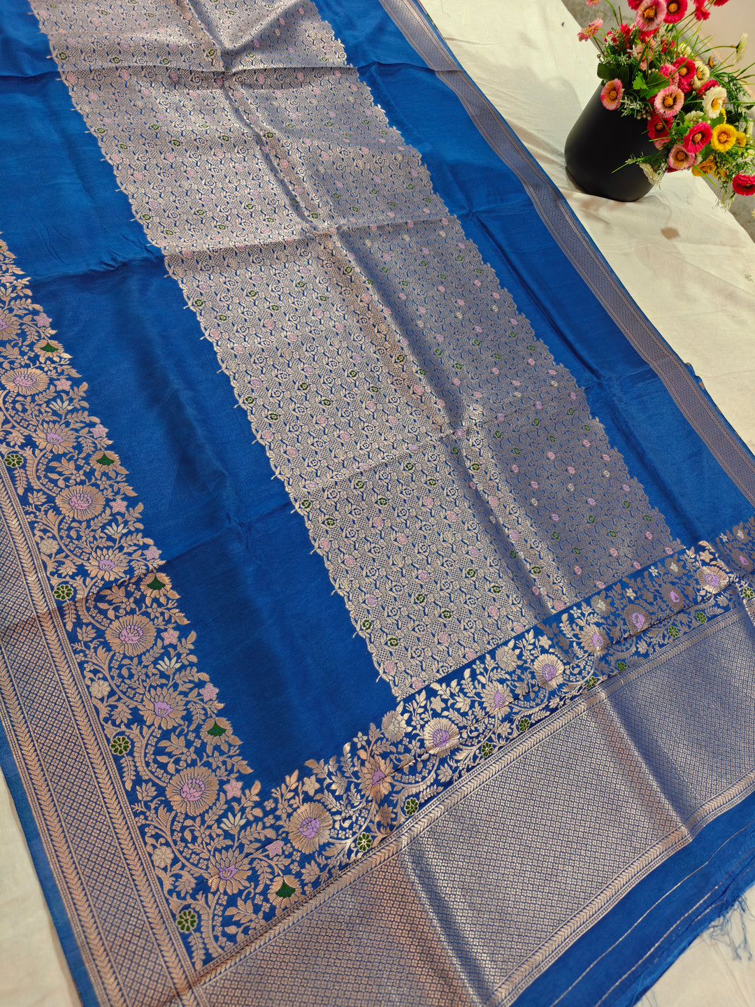 RUSSAIN SILK CENTRALISED BOUTIQUE STYLE IN OCEAN BLUE COLOUR